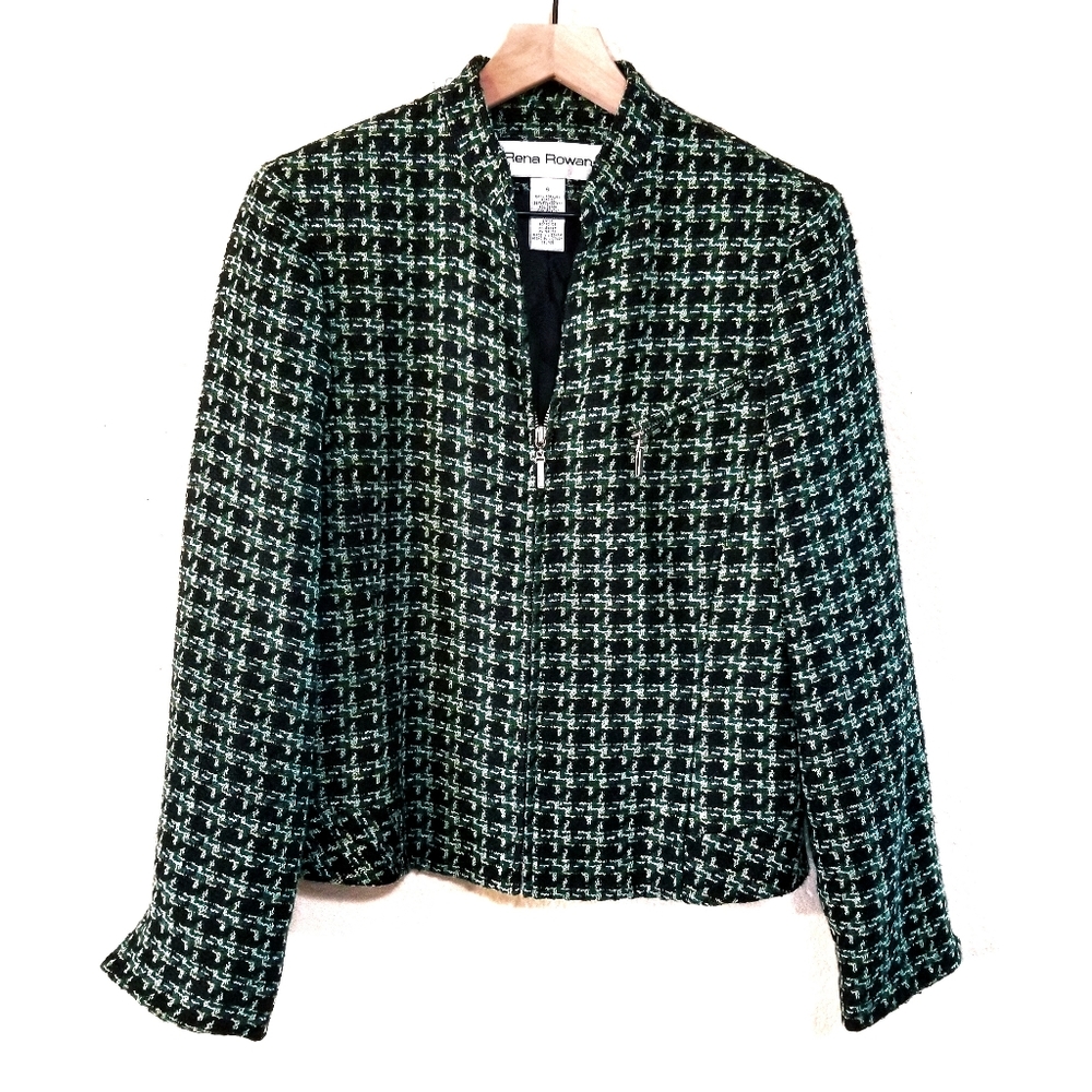 2/$20 Vintage Rena Rowan Zip Blazer Tweed Jacket